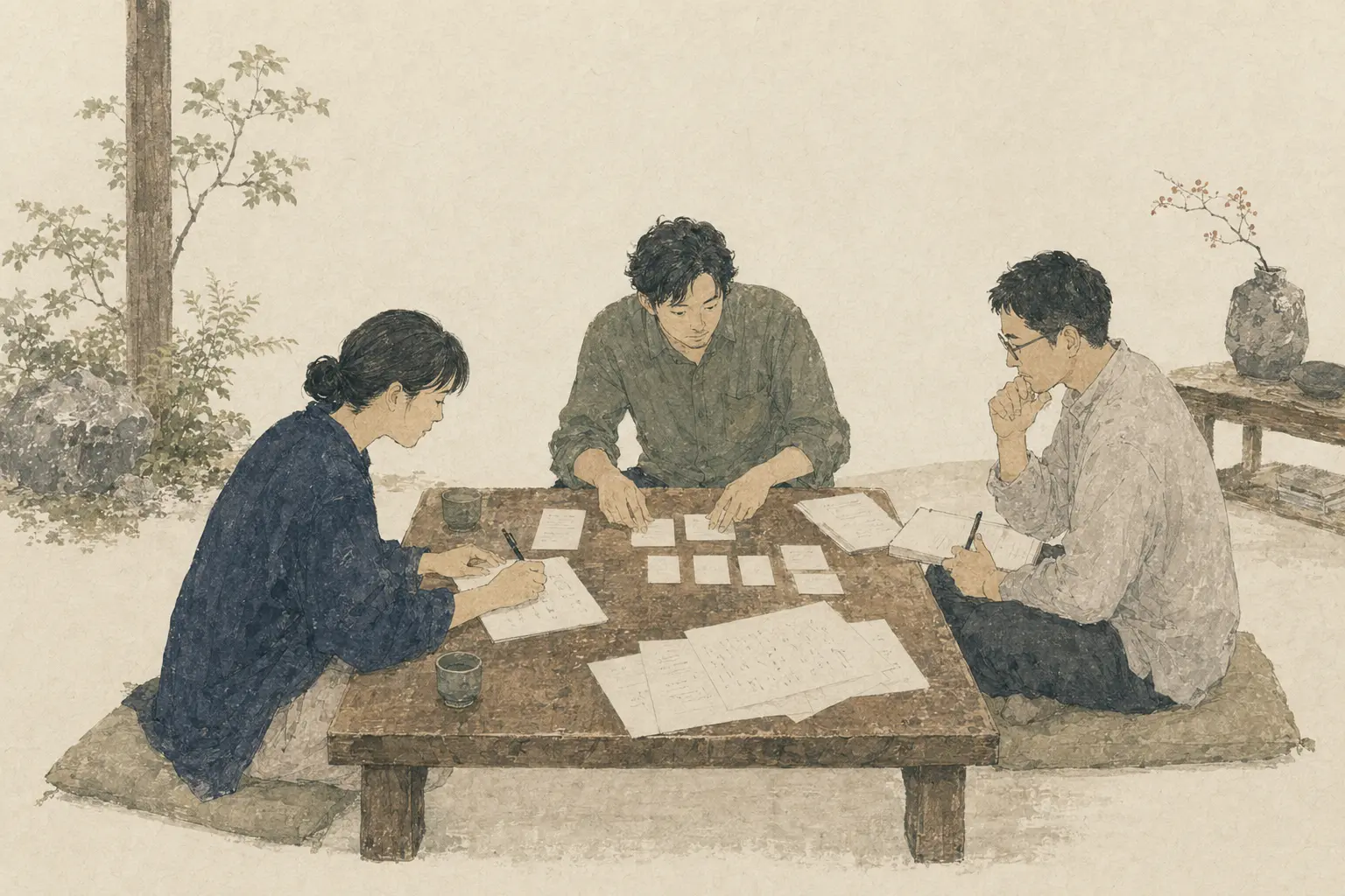 現場の問いを囲み、AI研修のかたちを共同で試作する三人